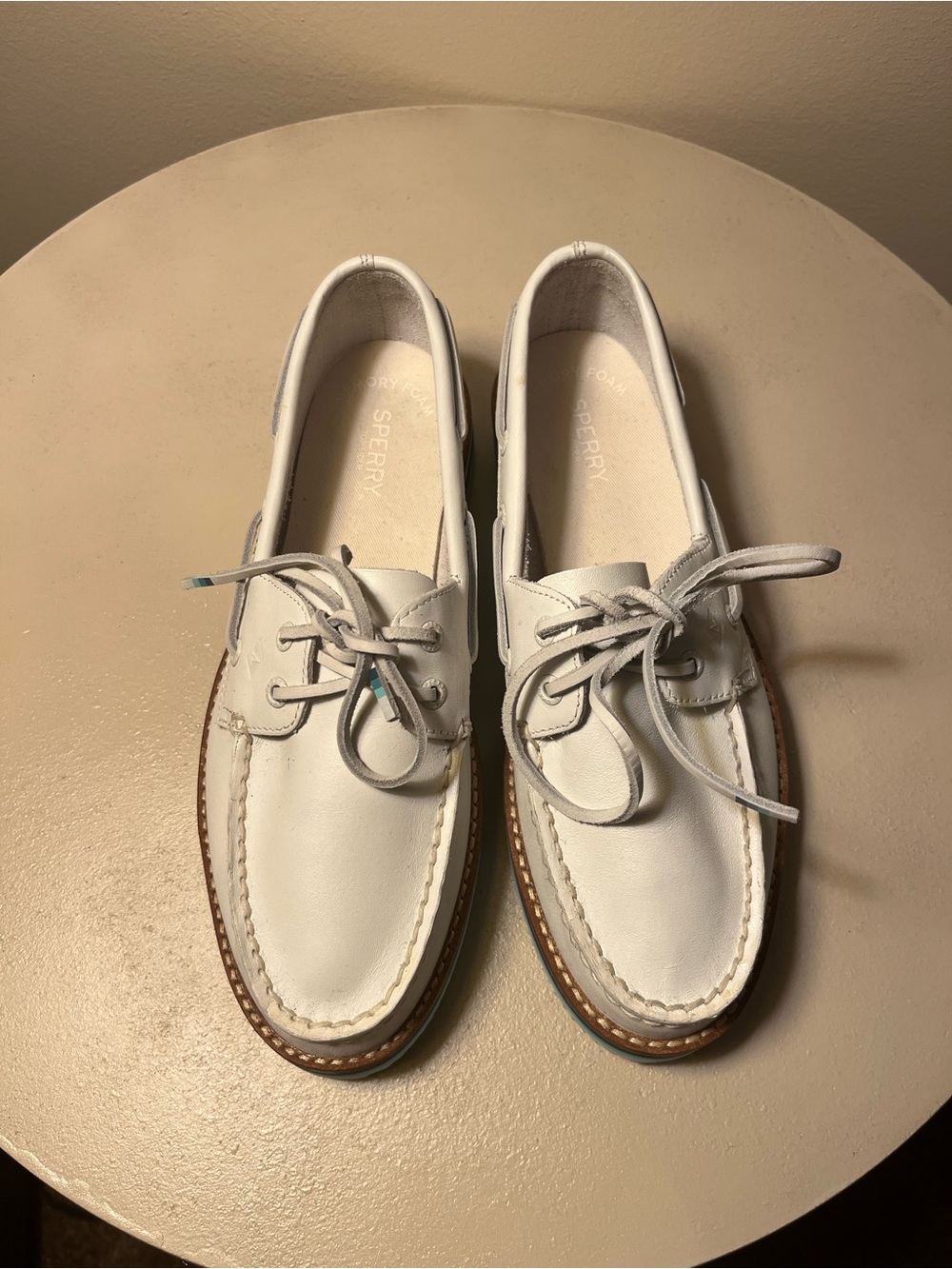 Sperry Women's White Leather Moccasin Boat Shoes